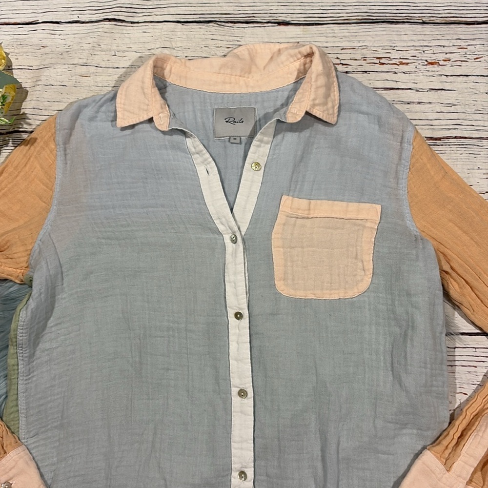 Rails Ellis Bermuda Color Block Button Front Shir… - image 6